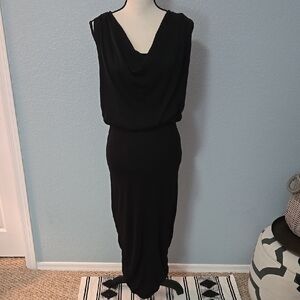 ALICE + OLIVIA Base Black Sleeveless Dress Silk Blouson Top Hem Ruchinfg Sz SM